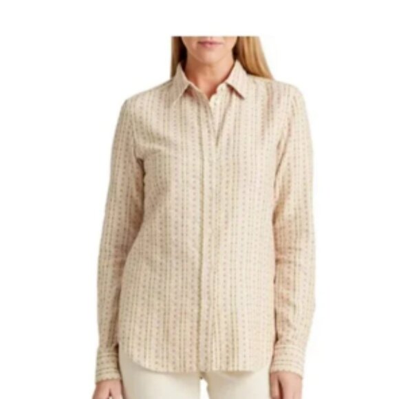 Lauren Ralph Lauren Western Floral Jacquard Cotton Long Sleeve Shirt Large - Picture 15 of 15